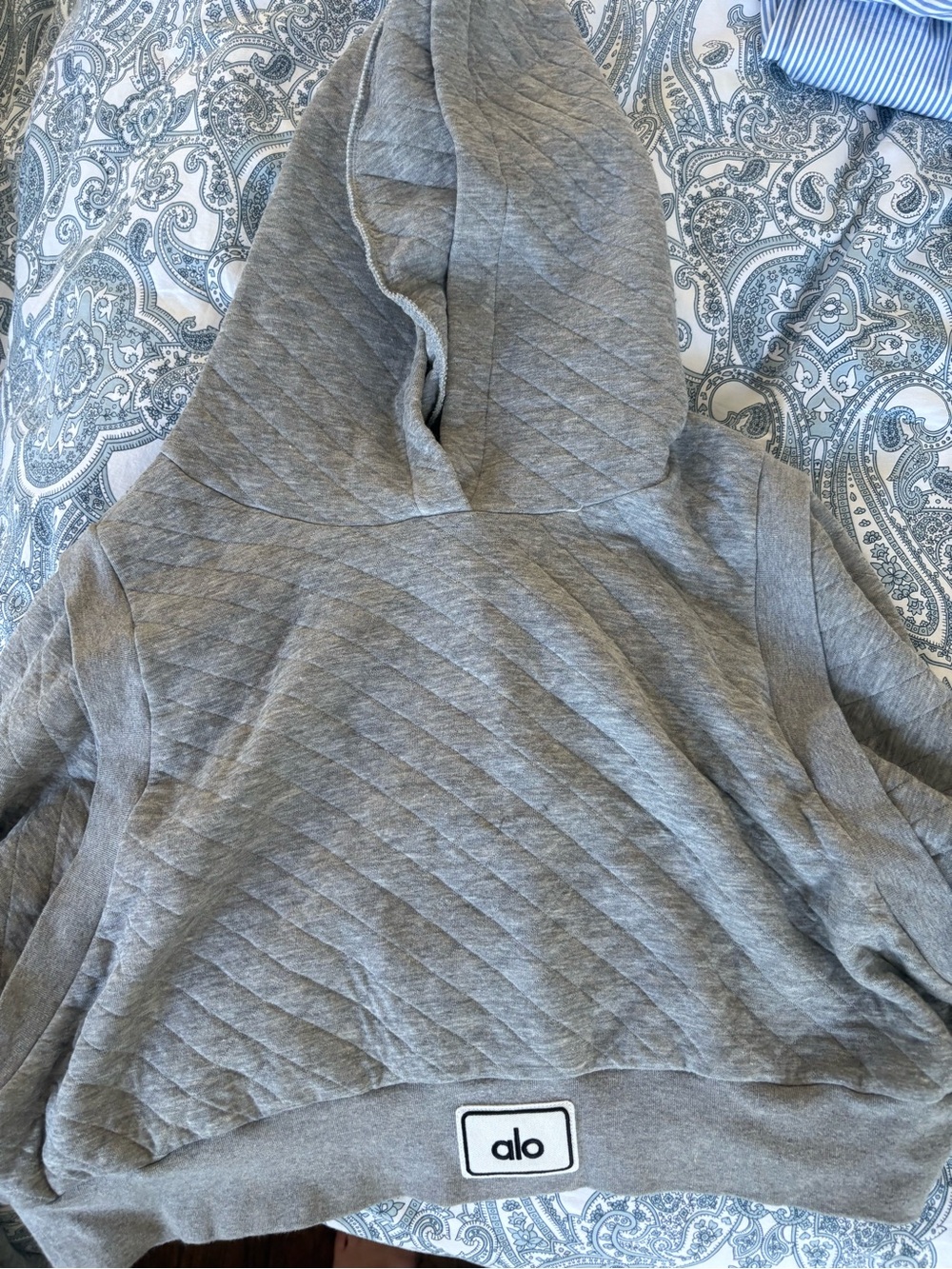 ALO Yoga Quilted Gray Hoodie and short set